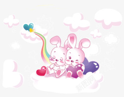 粉色小动物卡通小兔子矢量图高清图片