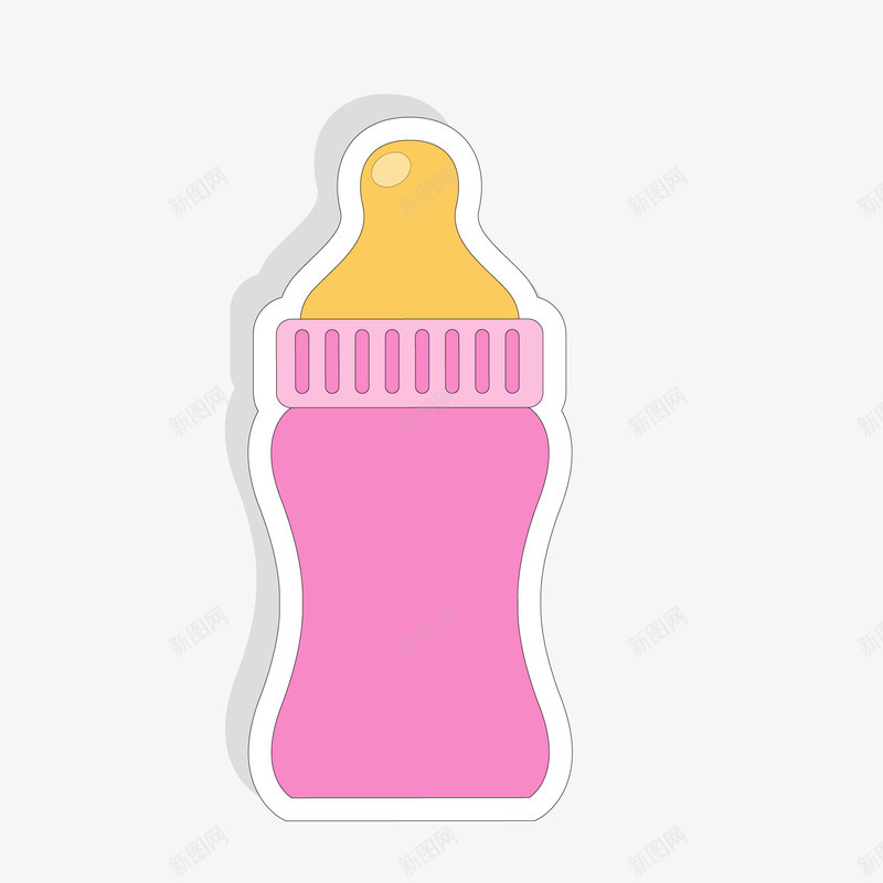 卡通创意奶瓶标签矢量图ai免抠素材_新图网 https://ixintu.com 儿童用品 奶瓶 婴儿用品 标签设计 母婴 粉红色 矢量图