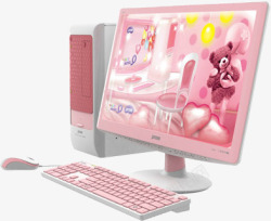 粉红色甜美电子产品电脑显示屏主机素材