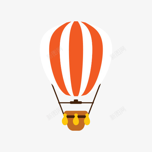 橘色条纹热气球png免抠素材_新图网 https://ixintu.com 一个 卡通 彩绘 手绘 条纹 橘色 热气球 白色