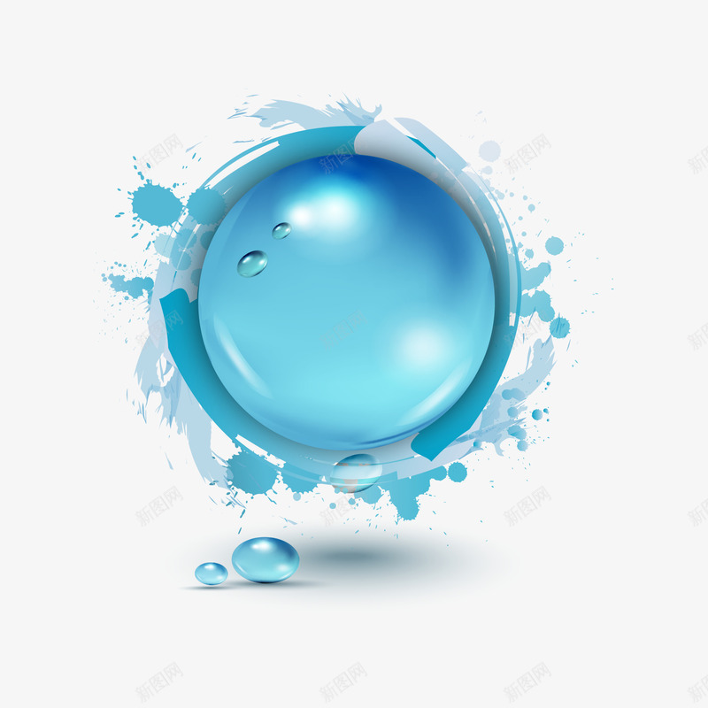 蓝色圆球装饰图案png免抠素材_新图网 https://ixintu.com 图案 圆球 墨迹 水滴 水珠 蓝色 装饰