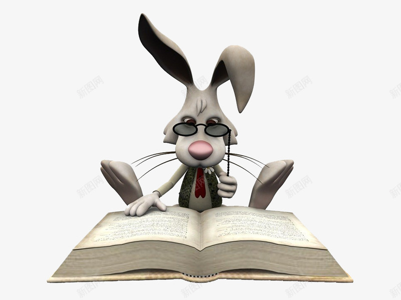 小兔子看书png免抠素材_新图网 https://ixintu.com 丰富知识 书 书模 卡通手绘 学习 学生上课 掌握 看书 知识 课本