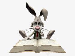 小兔子看书素材