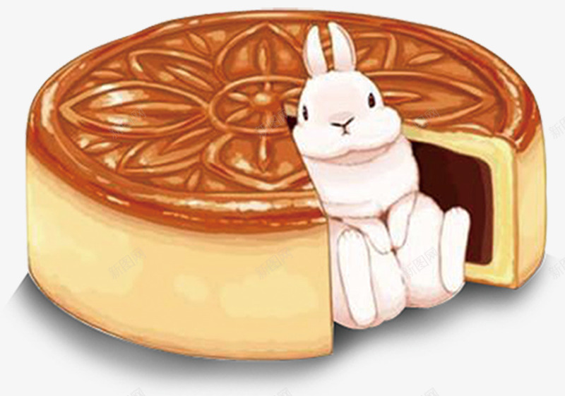 美味的月饼和小兔子png免抠素材_新图网 https://ixintu.com 切开的 卡通 小兔子 月饼 美味的 美食 食物