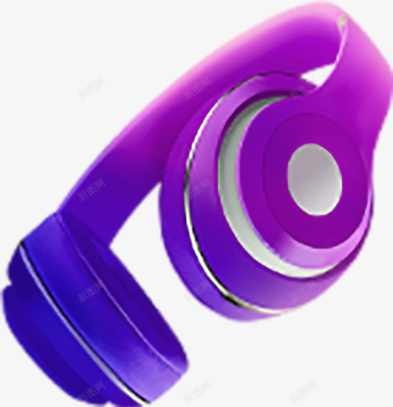 紫色科技耳机png免抠素材_新图网 https://ixintu.com 科技感 耳机 装饰 音乐