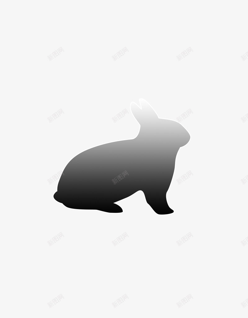 兔子图标png_新图网 https://ixintu.com 兔子 阴影 黑白