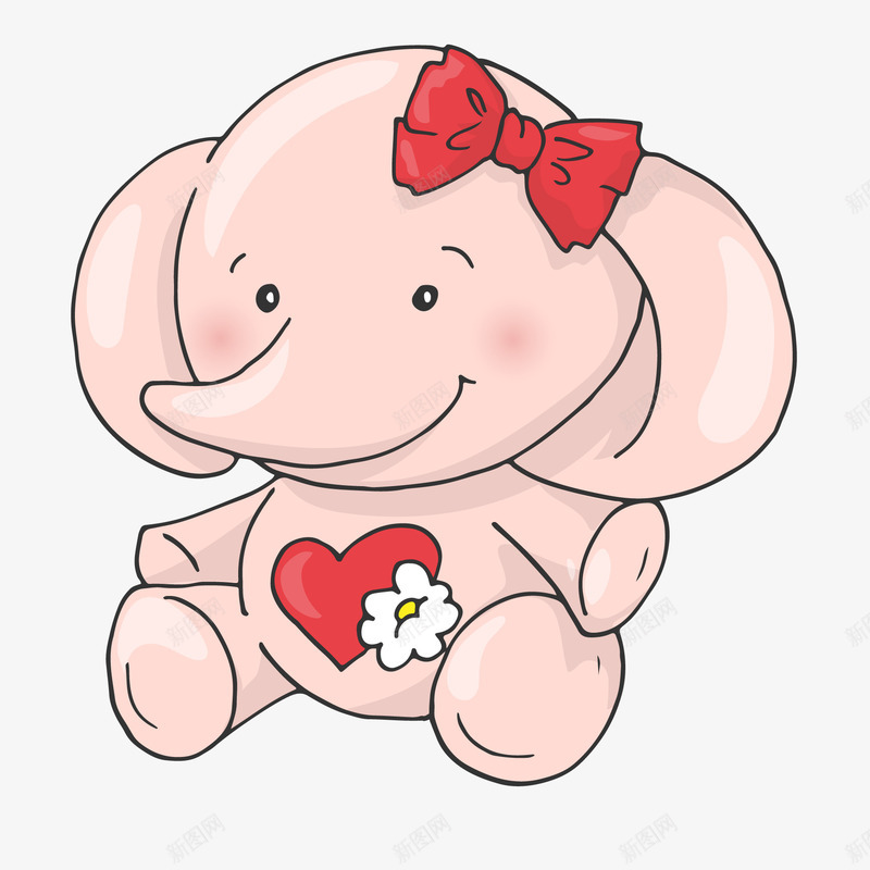 粉红色的大象矢量图ai免抠素材_新图网 https://ixintu.com 动物设计 卡通 大象 手绘 粉红色 蝴蝶结 矢量图