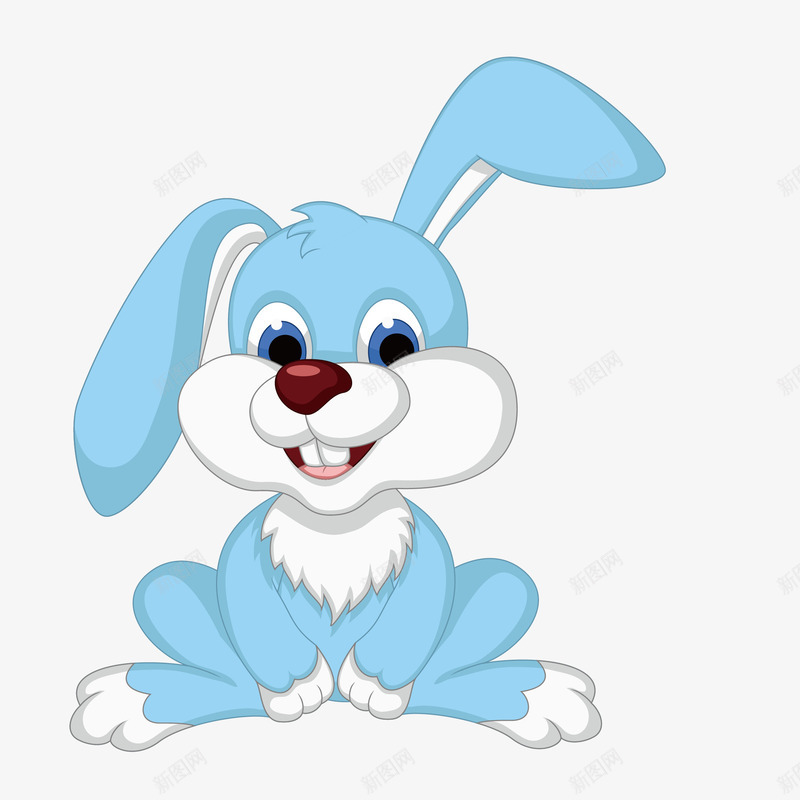 卡通手绘蓝色的兔子png免抠素材_新图网 https://ixintu.com 兔子 动物 动画插图 卡通手绘 可爱的 蓝色