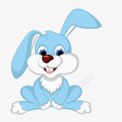 卡通手绘蓝色的兔子素材