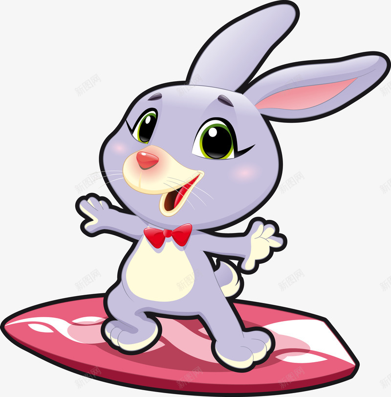 卡通冲浪的兔子png免抠素材_新图网 https://ixintu.com Q版冲浪的兔子 冲浪运动 可爱的兔子 手绘冲浪的兔子