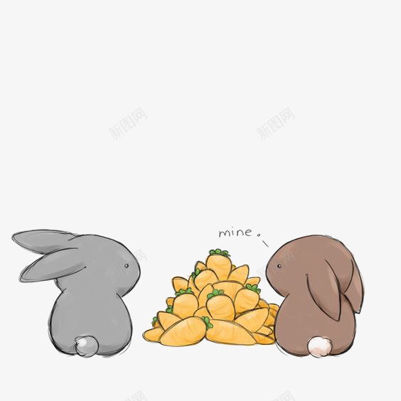 兔子和萝卜png免抠素材_新图网 https://ixintu.com 儿童插画 可爱 小兔子 胡萝卜 萌