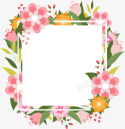 节日花藤粉红色花朵节日边框矢量图高清图片
