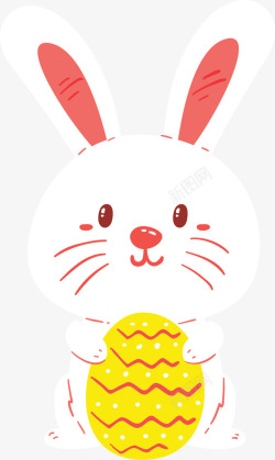 黄色彩蛋可爱兔子矢量图素材