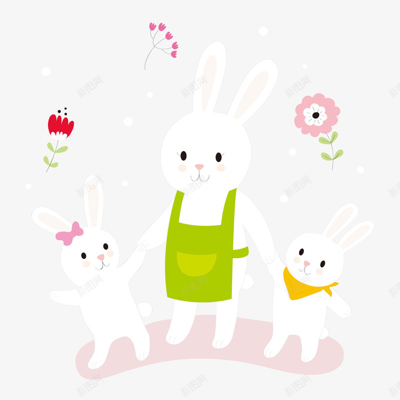 卡通可爱的兔子妈妈和兔宝宝矢量图eps免抠素材_新图网 https://ixintu.com 兔妈妈 兔子PNG 兔子简笔画 兔宝宝 卡通 卡通兔子 可爱 可爱兔子 矢量图