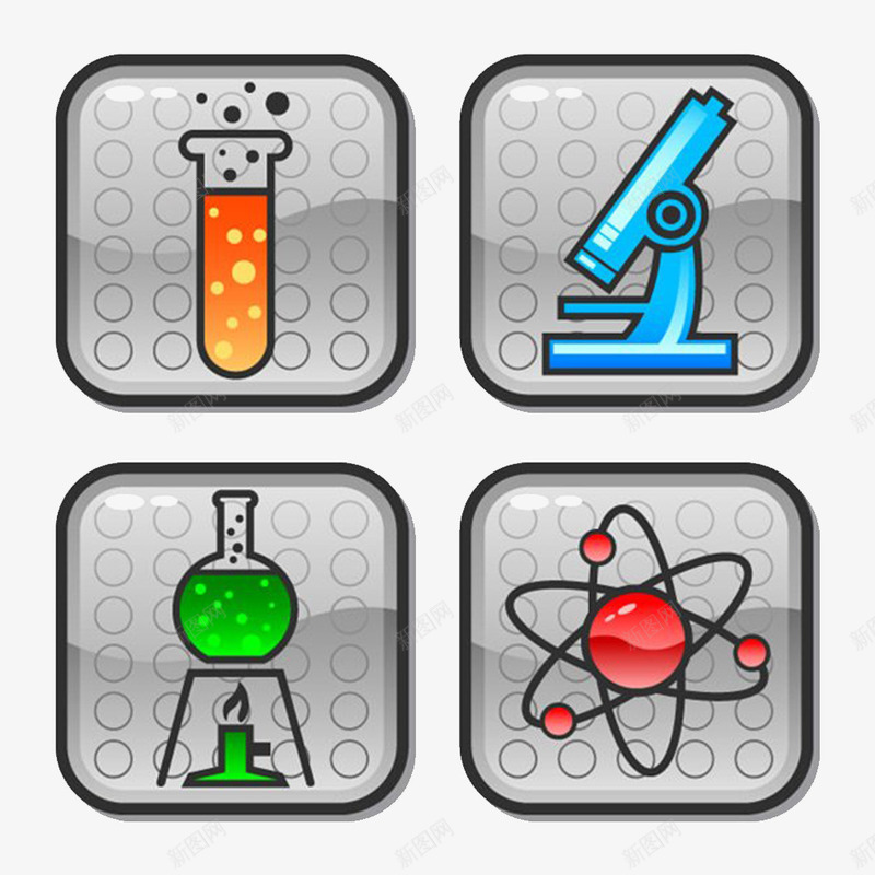 卡通化学实验的各个标识PSD分层图标psd_新图网 https://ixintu.com 化学 化学产品 化学分子 化学反应 化学标志 危险品 显微镜