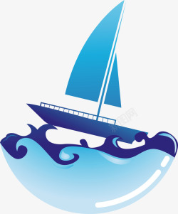 节约用水免费png蓝色帆船浪花水滴节约用水保护水矢量图高清图片