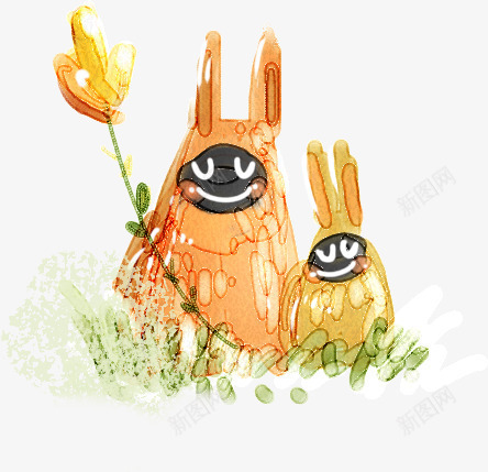 手绘爱心植物漫画兔子png免抠素材_新图网 https://ixintu.com 兔子 植物 漫画 爱心