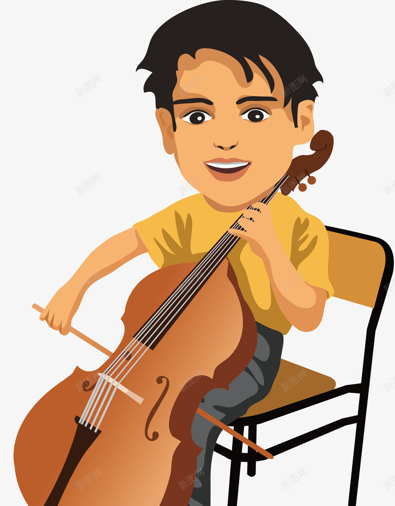 拉大提琴的男生矢量图ai免抠素材_新图网 https://ixintu.com 乐器 卡通人物 演奏家 音乐 矢量图