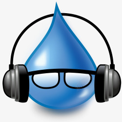 水滴式免抠素材水滴小人戴耳机听音乐图标高清图片