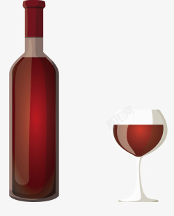 高端红背景立体高端红酒瓶子矢量图高清图片
