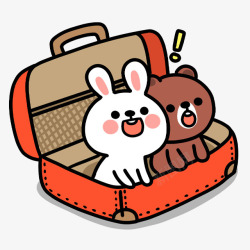 熊兔子行李箱装饰素材