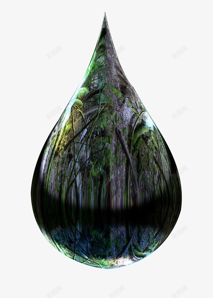 水滴里的大森林png免抠素材_新图网 https://ixintu.com 墨绿 树木 森林 水滴