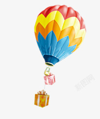 彩色绚丽条纹热气球素材