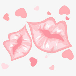 粉红嘴唇和爱心素材