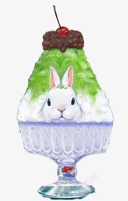 兔子刨冰矢量图素材