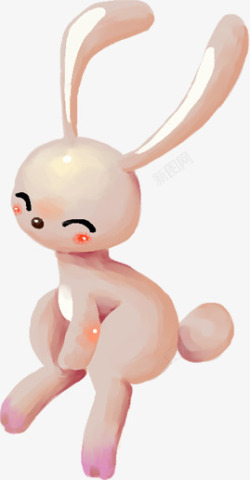 害羞的小兔子手绘可爱粉色害羞小兔子高清图片