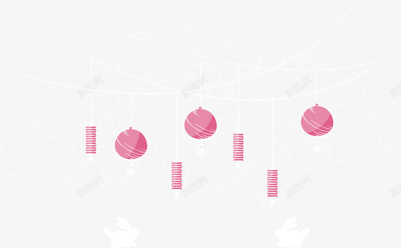 粉红色中秋灯笼矢量图ai免抠素材_新图网 https://ixintu.com 中秋灯笼 中秋节 灯笼 玉兔 矢量png 粉红灯笼 矢量图