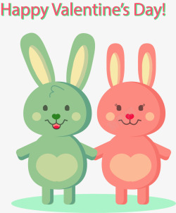 可爱情侣兔子海报矢量图素材