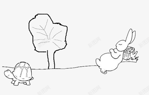 龟兔赛跑png免抠素材_新图网 https://ixintu.com 乌龟 兔子 树 睡觉 龟兔赛跑