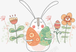 蜡笔兔子彩色手绘兔子矢量图高清图片