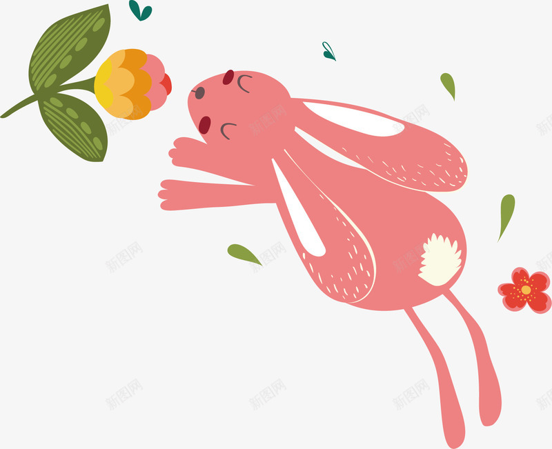 水彩粉色闻花的兔子矢量图ai免抠素材_新图网 https://ixintu.com 兔子 卡通 可爱 手绘 水彩 粉色 花朵 矢量图