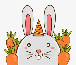 呆萌的垂耳兔兔宝宝和胡萝卜高清图片