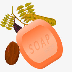 橙色肥皂洗漱用品PSD素材