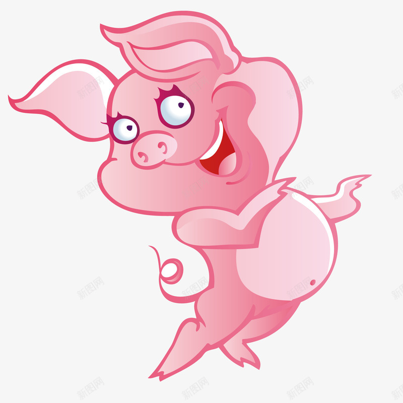 卡通粉红色的小猪矢量图ai免抠素材_新图网 https://ixintu.com 创意 动物设计 卡通 小猪 粉红色 矢量图