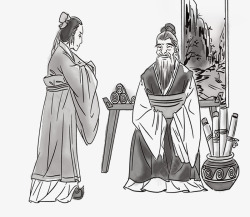 中国古代漫画中国传统尊师漫画高清图片