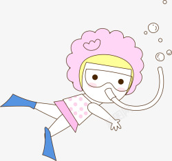 潜水的女孩素材