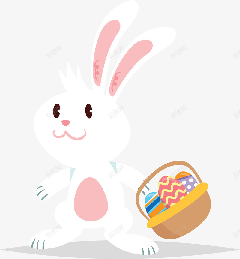 拿着彩蛋篮子的兔子矢量图ai免抠素材_新图网 https://ixintu.com 可爱兔子 复活节 复活节兔子 小兔子 彩蛋篮子 矢量png 矢量图