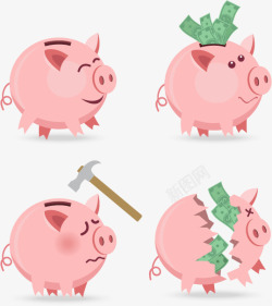 粉红色小猪存钱罐素材
