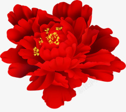 红色分层手绘牡丹花朵素材