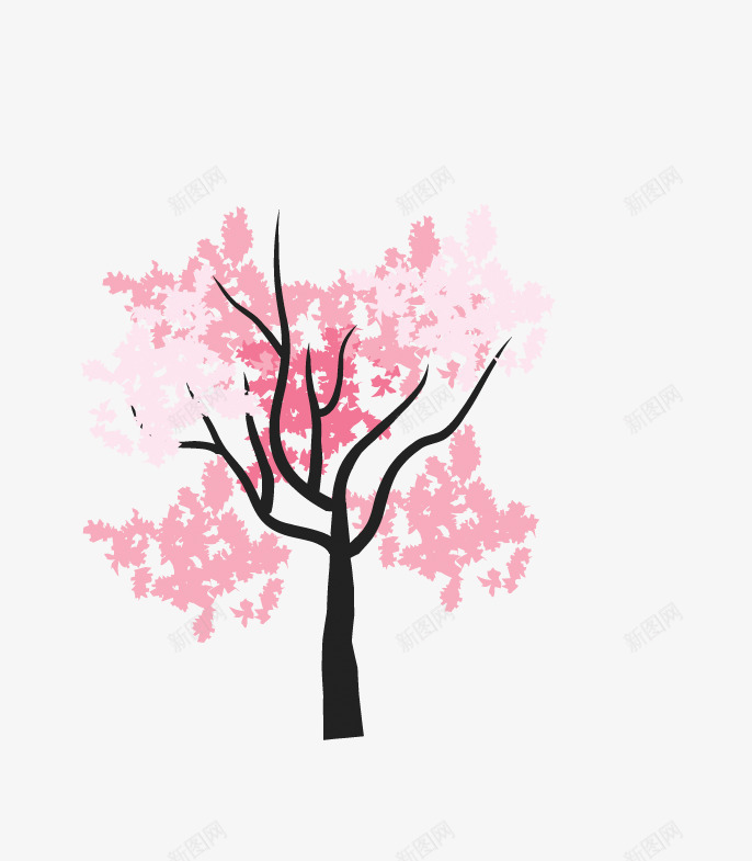 手绘粉红色的树矢量图ai免抠素材_新图网 https://ixintu.com 手绘 树木 粉红色 素材 矢量图