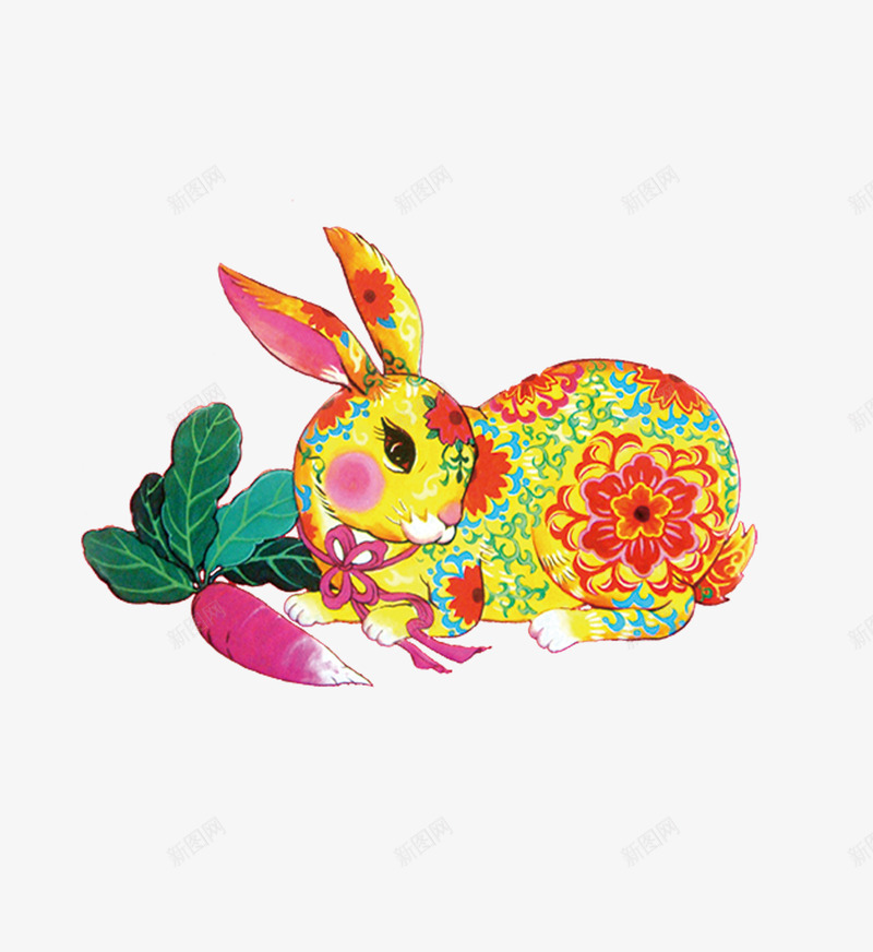 传统兔元素png免抠素材_新图网 https://ixintu.com 兔子剪纸 吉祥兔春节