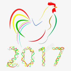 矢量手绘线条几何图形2017鸡年彩带高清图片