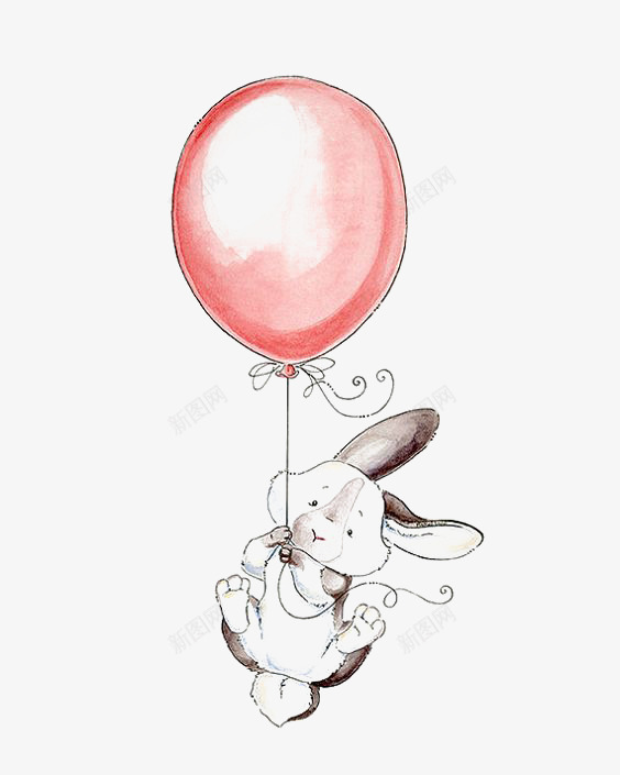 拽着气球的兔子png免抠素材_新图网 https://ixintu.com 儿童绘本 兔子拟人 创意插画 卡通兔子 童话