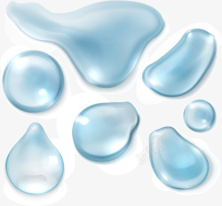 蓝色清新水滴装饰图案素材