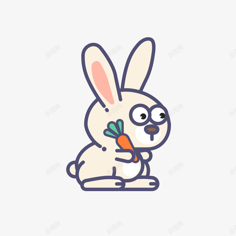 白色兔子卡通图标矢量图eps_新图网 https://ixintu.com 兔子 动物 卡通图标 可爱 白色 红萝卜 线稿 矢量图