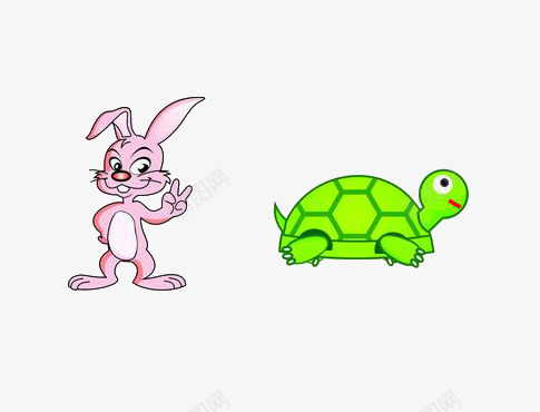 兔子和乌龟psd免抠素材_新图网 https://ixintu.com 乌龟 兔子 动物 卡通